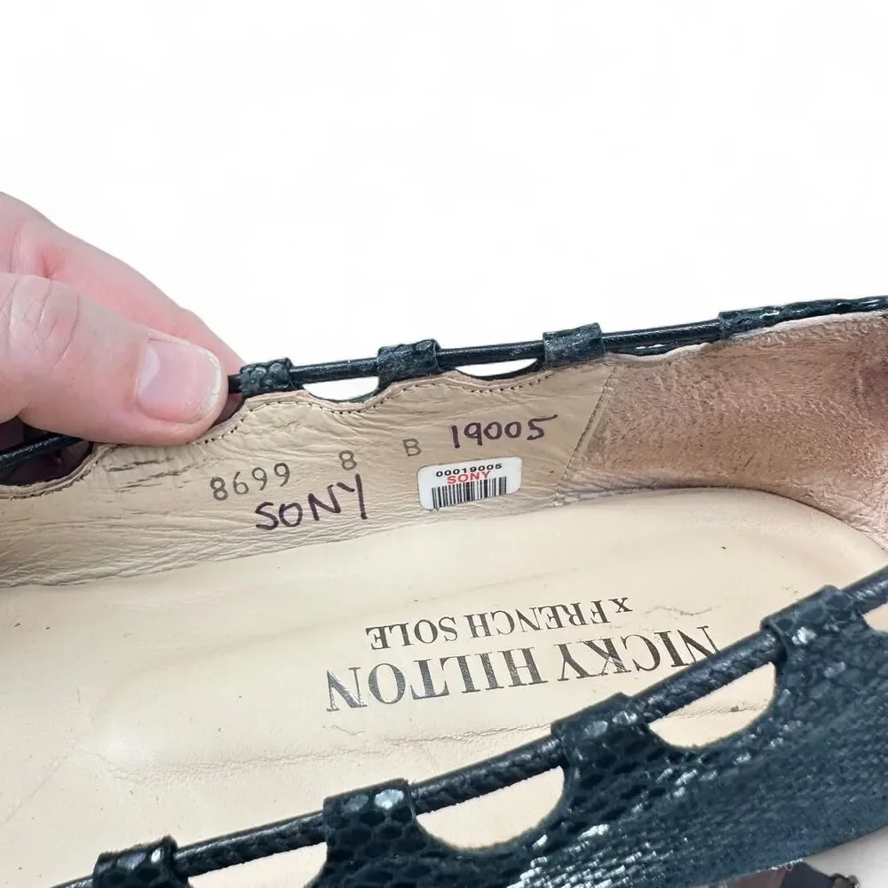 French Sole x Nicky Hilton, Charlott Black Viper Ballet Flats Size 8